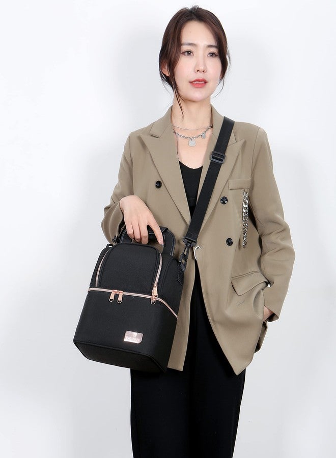 Meichoon Breast Milk Baby Bottle Cooler Bag Waterproof Baby Food Insulation Maternity Backpack Double Layer Fresh Keeping Travel Handbag for Nursing Mom Daycare UH12 Black - Image 3